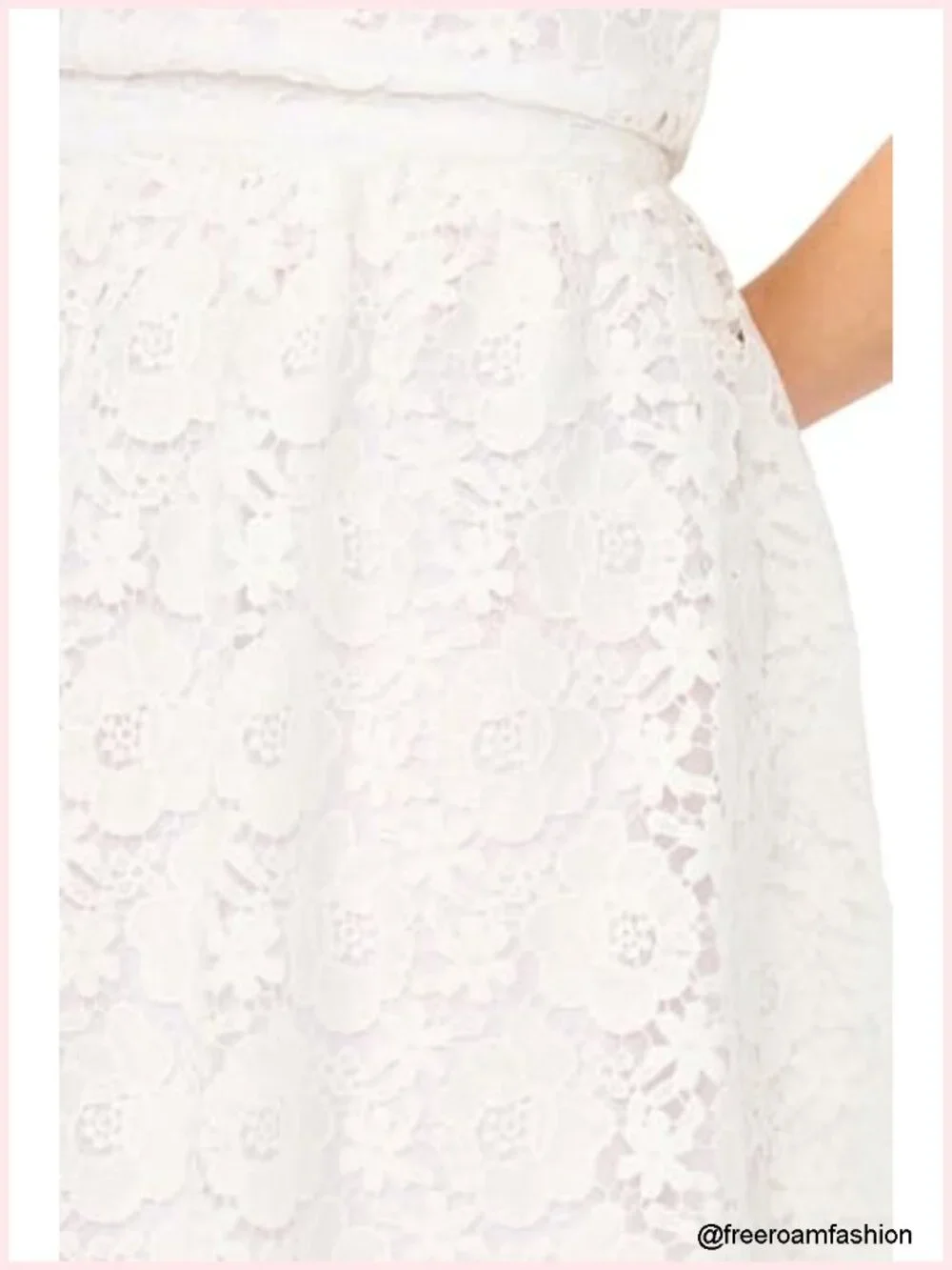 Lace Midi A-line Skirt with Zipper Closure
